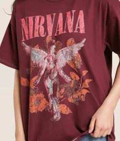 Tops | Merch Traffic Nirvana Oversized Band T-Shirt Wine