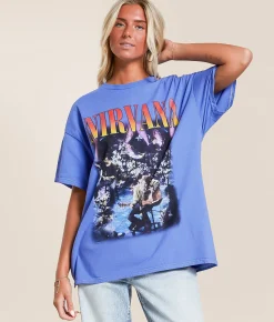 Merch Traffic Nirvana Oversized Band T-Shirt Cornflower Blue Online