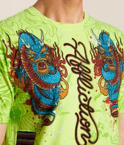 Graphic T-Shirts | Affliction Nocturnal Tide T-Shirt Optic Neon Yellow Pigment