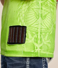 Graphic T-Shirts | Affliction Nocturnal Tide T-Shirt Optic Neon Yellow Pigment