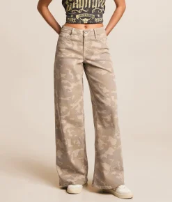 HIDDEN Nori Camo Wide Leg Stretch Jean Grey Camo