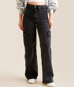 Jeans|Bottoms | HIDDEN Nori Cargo Wide Leg Stretch Jean Charcoal