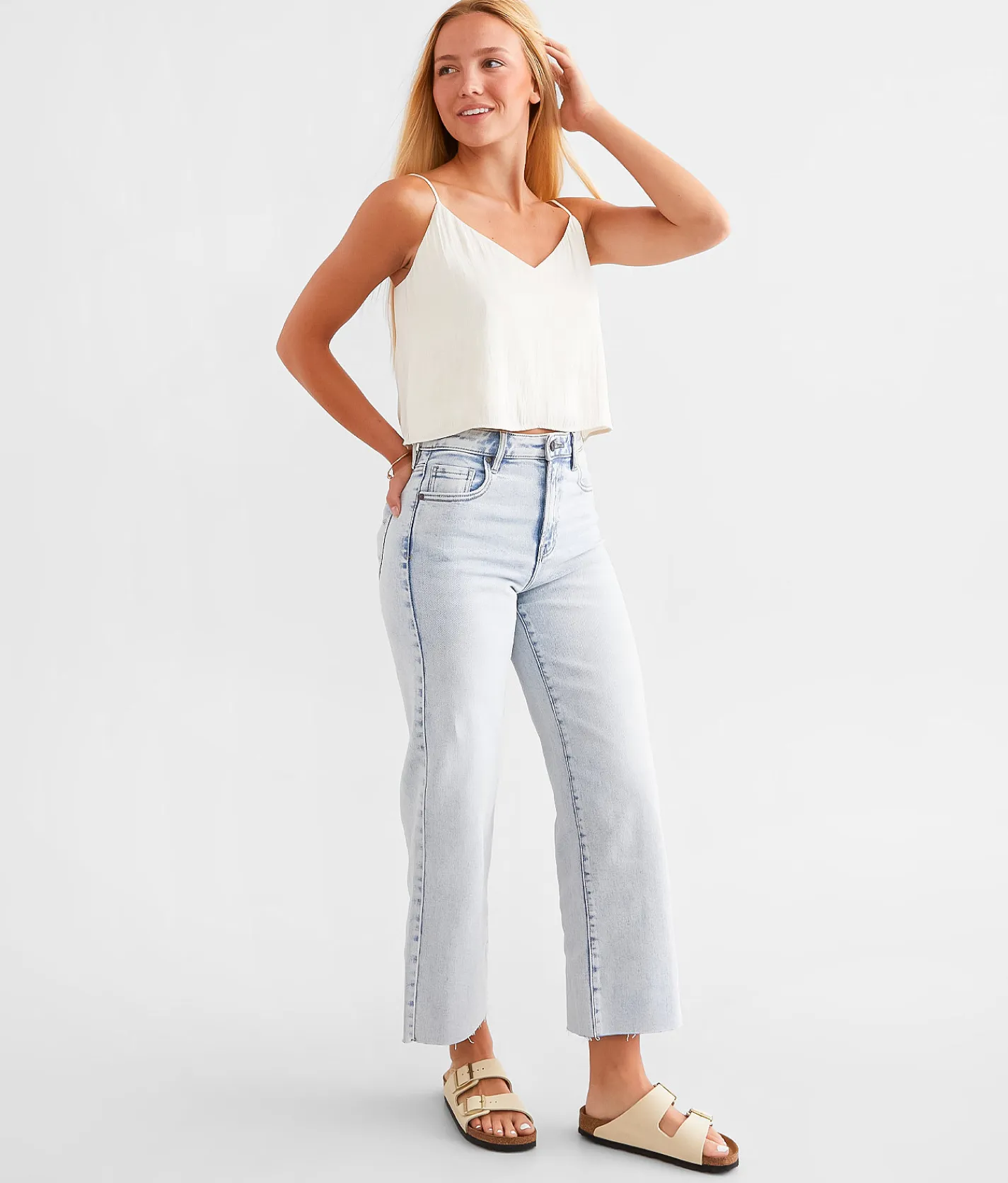 Jeans|Bottoms | HIDDEN Nori Cropped Wide Leg Stretch Jean Light