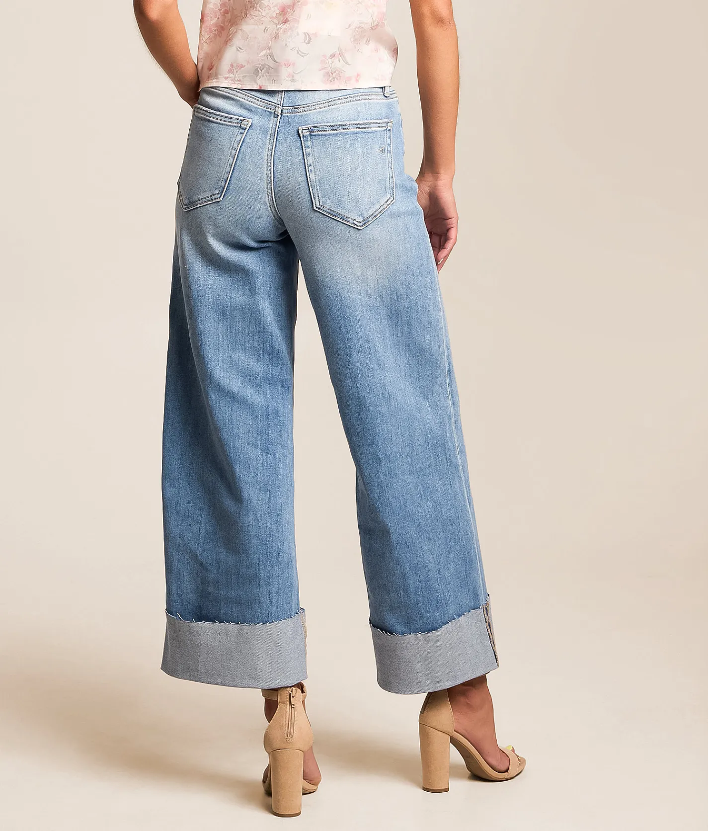 Jeans|Bottoms | HIDDEN Nori Cropped Wide Leg Stretch Cuffed Jean Fremont Beach
