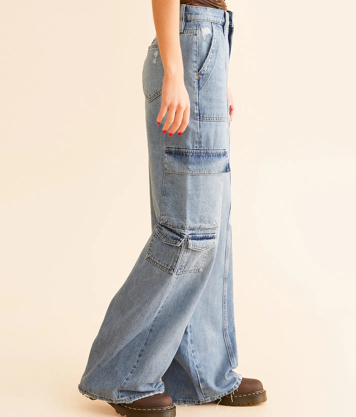 HIDDEN Nori Wide Leg Cargo Jean Light