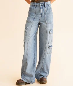 Bottoms | HIDDEN Nori Wide Leg Cargo Jean Light