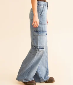 Bottoms | HIDDEN Nori Wide Leg Cargo Jean Light