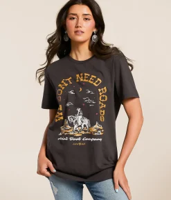Ariat No Roads Boyfriend T-Shirt Vintage Black Clearance