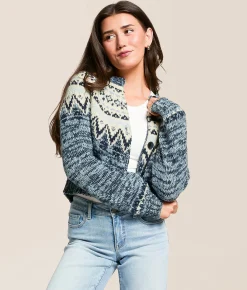 Z Supply North Sea Fairisle Cardigan Sweater Blue Velvet Heather Online