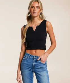 Freshwear Notch Neck Cropped Tank Top Ballerina Best