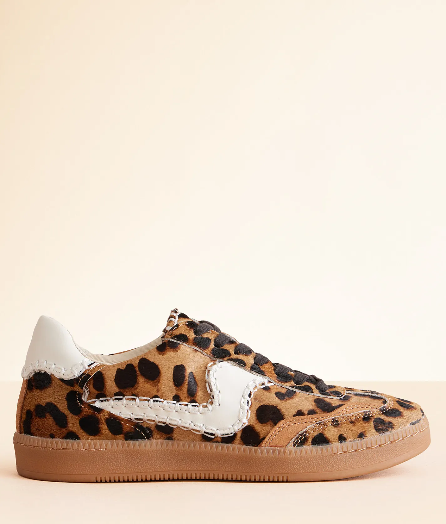 Dolce Vita Notice Stitch Leather Sneaker Dk Leopard New