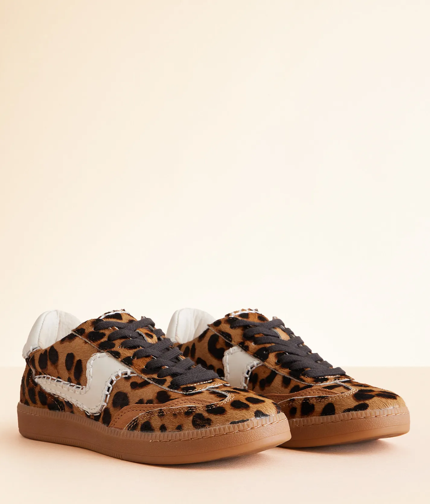 Dolce Vita Notice Stitch Leather Sneaker Dk Leopard New