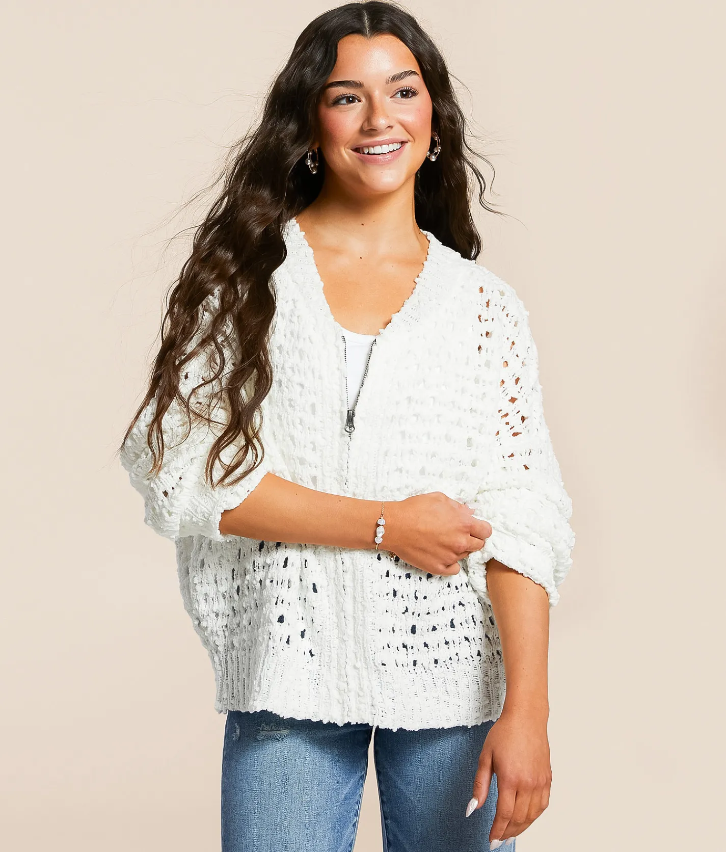 Daytrip Nubby Cardigan Sweater White Online