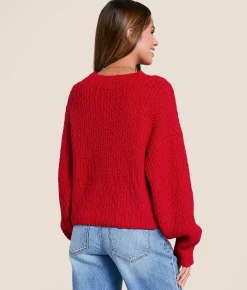 Willow & Root Nubby Cropped Sweater Red Hot