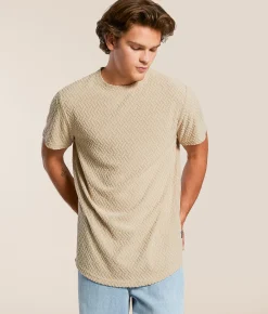Tops | Nova Industries Nubby Fleece Textured T-Shirt Beige