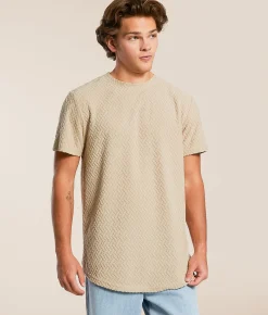 Tops | Nova Industries Nubby Fleece Textured T-Shirt Beige