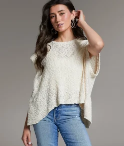BKE Nubby Oversized Sweater Beige Hot