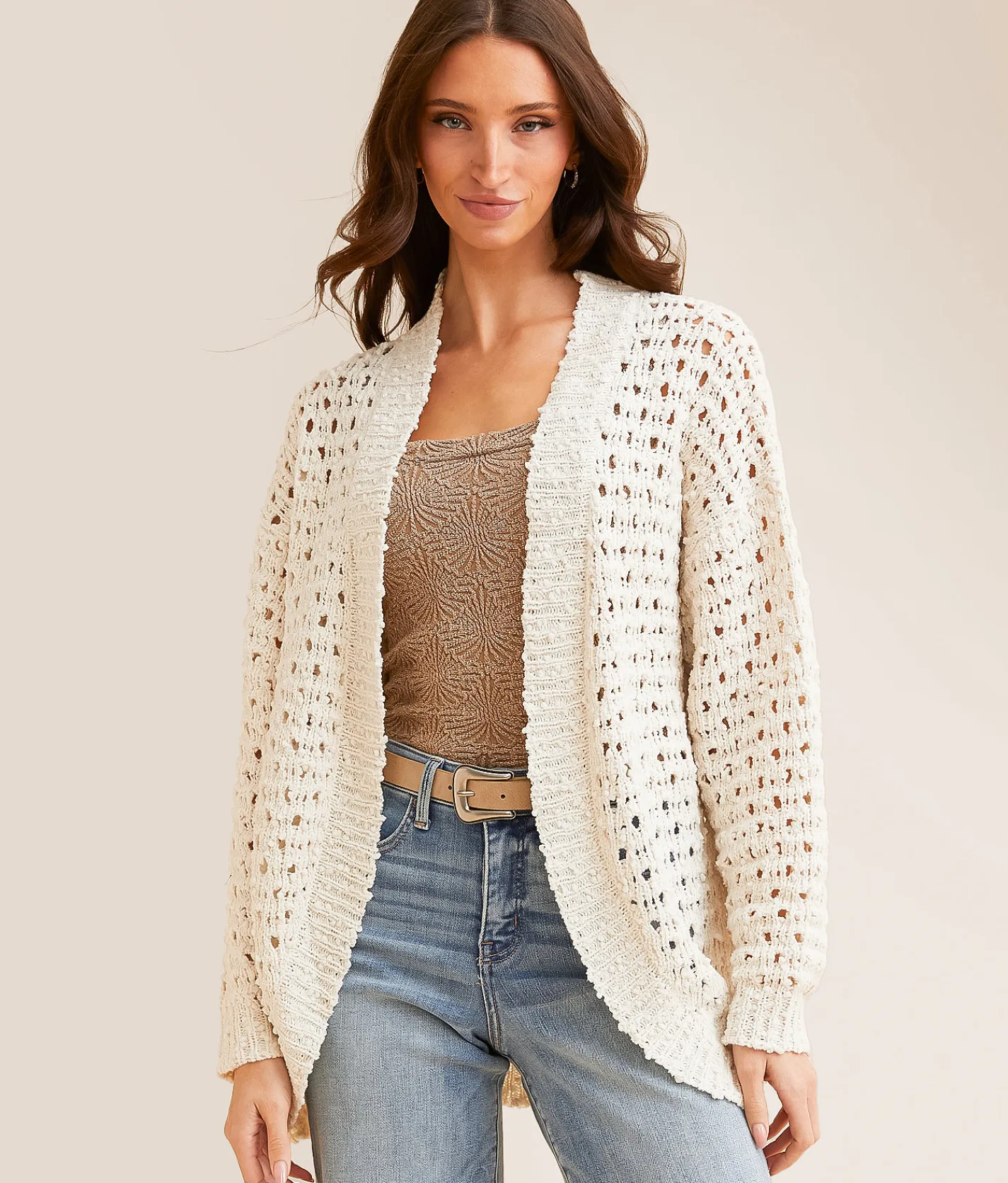 Tops | BKE Nubby Popcorn Cardigan Sweater Cream