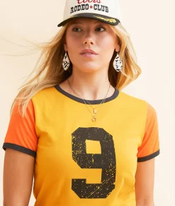 Wrangler® x Lainey Wilson Number 9 Ringer T-Shirt Nugget Gold Outlet