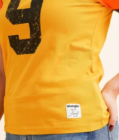 Wrangler® x Lainey Wilson Number 9 Ringer T-Shirt Nugget Gold Outlet