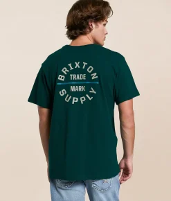 Brixton Oath V T-Shirt Deep Emerald Sand Slate Best