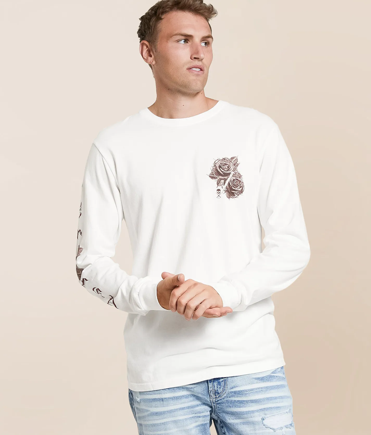 Tops|Graphic T-Shirts | Sullen Octavio Leon T-Shirt Antique White