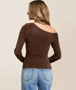 Tops | Willow & Root Off The Shoulder Rhinestone Top Brown