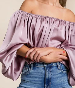 Tops | Hyfve Off The Shoulder Satin Top Mauve