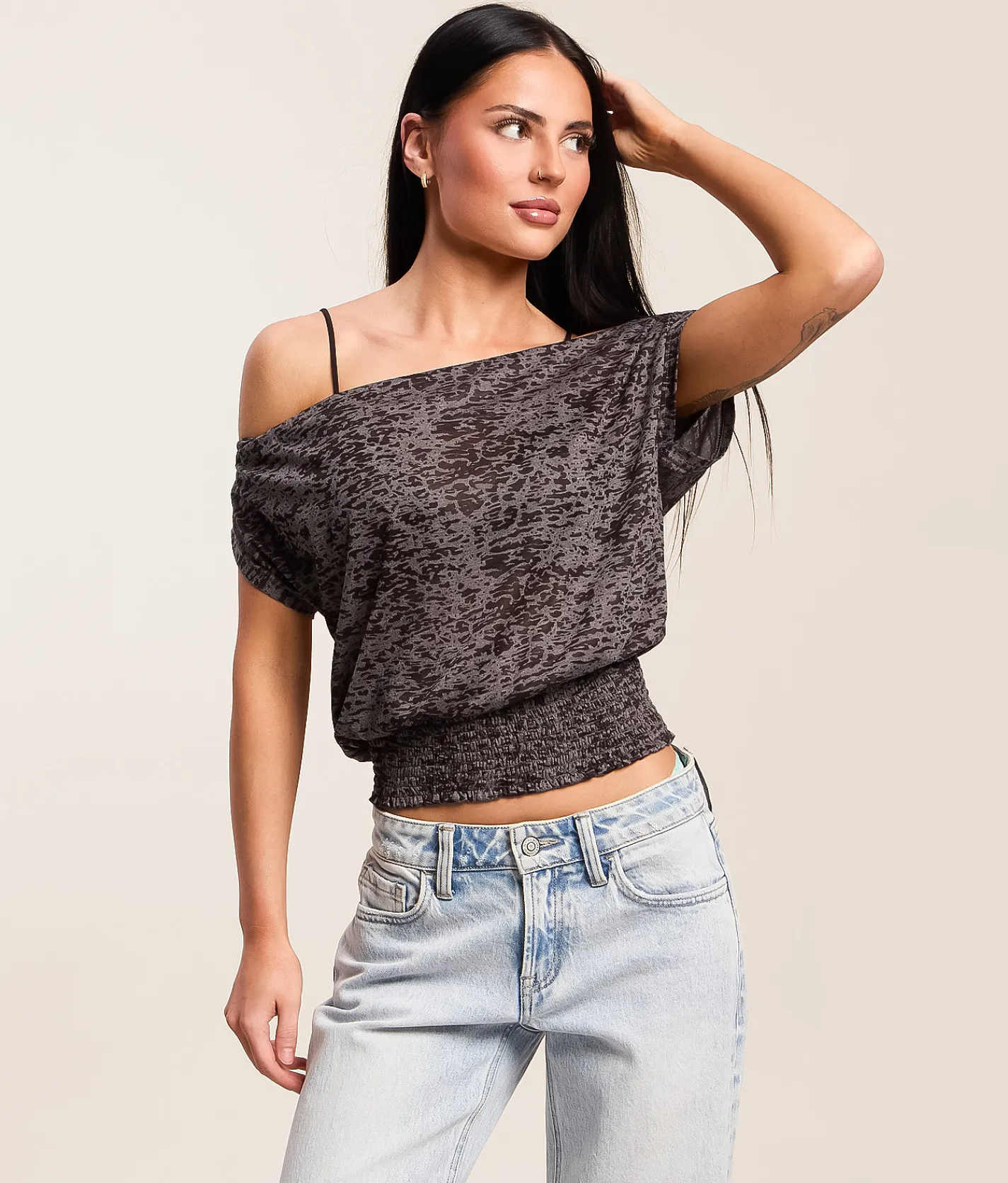 Tops | Gilded Intent Off The Shoulder Top Coffee Bean