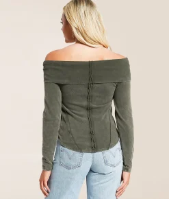 Gilded Intent Off The Shoulder Washed Top Climbing Ivy Outlet
