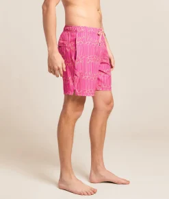 SAXX Oh Buoy Flamingo Stretch Swim Trunks Flamingo Ink Fuchsia New
