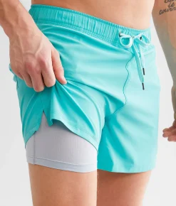 SAXX Oh Buoy 2 in 1 DropTemp Stretch Swim Trunks Turquoise Sale