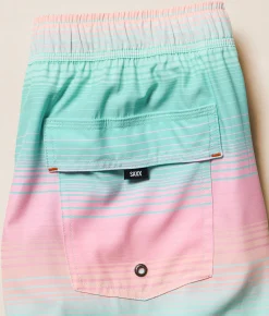 SAXX Oh Buoy 2N1 DropTemp Stretch Swim Trunks Hazy Stripe Aqua Discount
