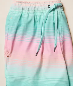 SAXX Oh Buoy 2N1 DropTemp Stretch Swim Trunks Hazy Stripe Aqua Discount