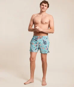 SAXX Oh Buoy 2N1 DropTemp Stretch Swim Trunks Island Tropics Blue Tide New