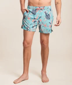 SAXX Oh Buoy 2N1 DropTemp Stretch Swim Trunks Island Tropics Blue Tide New
