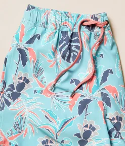 SAXX Oh Buoy 2N1 DropTemp Stretch Swim Trunks Island Tropics Blue Tide New