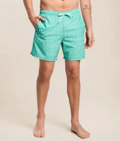 SAXX Oh Buoy 2N1 DropTemp Stretch Swim Trunks Island Lineup Surf Blue Clearance