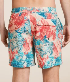 SAXX Oh Buoy 2N1 DropTemp Stretch Swim Trunks Vacation Collage Chalk New