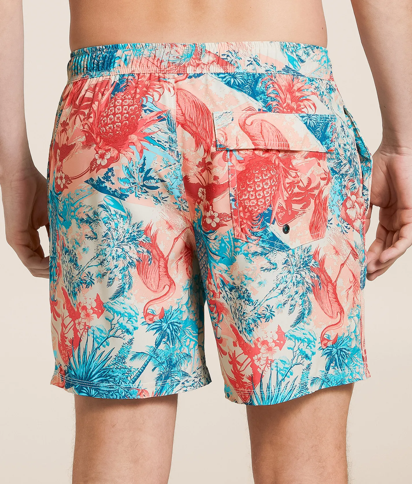 SAXX Oh Buoy 2N1 DropTemp Stretch Swim Trunks Vacation Collage Chalk New