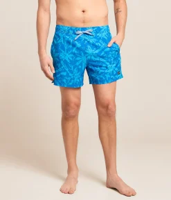 SAXX Oh Buoy 2N1 DropTemp Stretch Swim Trunks Splash Palms Bold Blue Hot