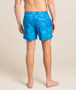 SAXX Oh Buoy 2N1 DropTemp Stretch Swim Trunks Splash Palms Bold Blue Hot