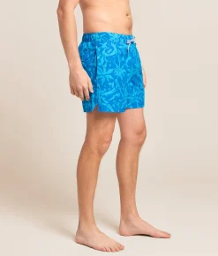 SAXX Oh Buoy 2N1 DropTemp Stretch Swim Trunks Splash Palms Bold Blue Hot