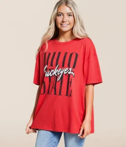 Tops | Gameday SOCIAL® Ohio State Buckeyes Oversized T-Shirt Red