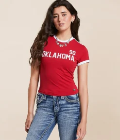 HYPE AND VICE Oklahoma Sooners Baby Cropped T-Shirt Cardinal Outlet