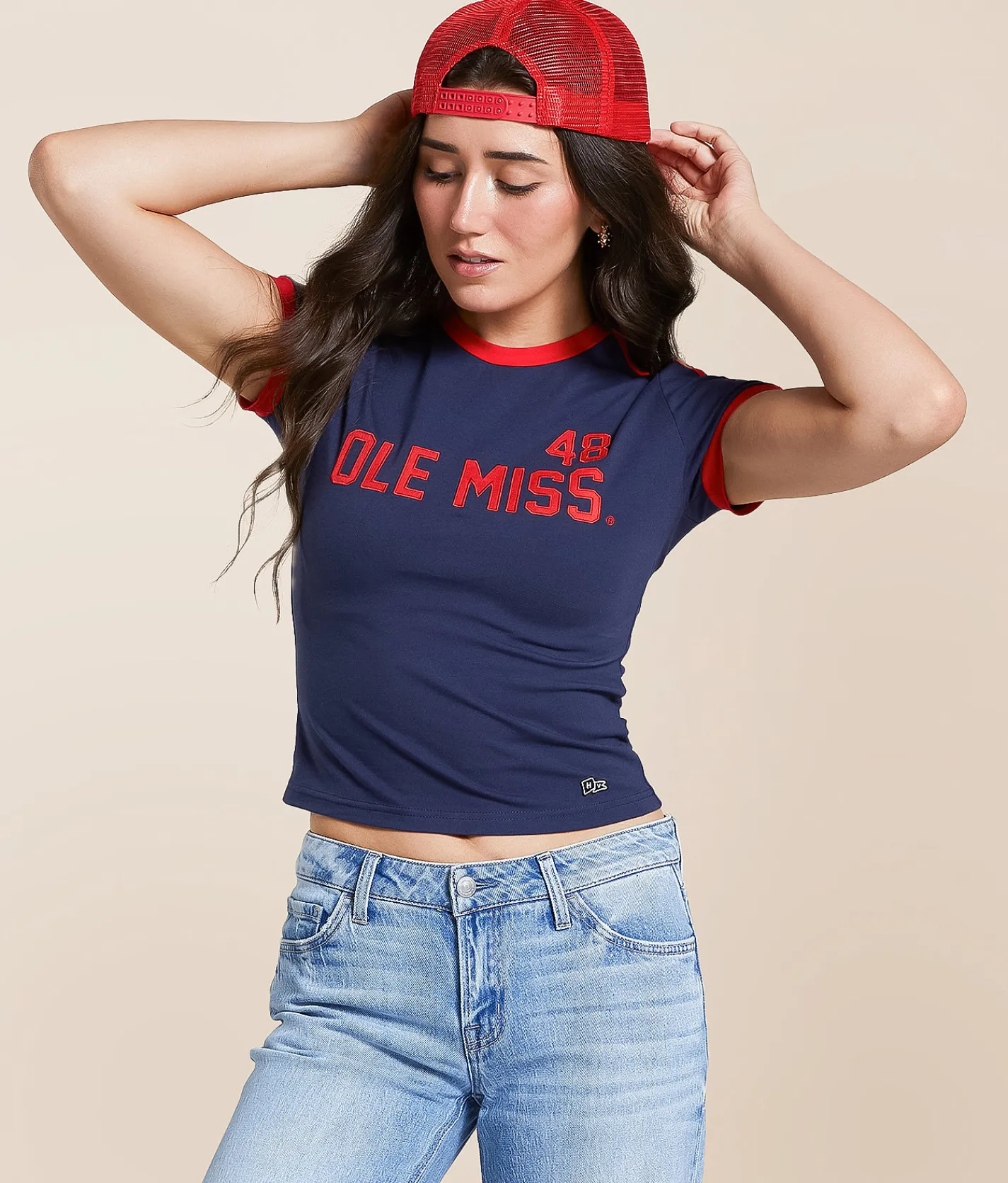 HYPE AND VICE Ole Miss Rebels Baby Cropped T-Shirt Navy New