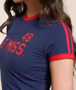 HYPE AND VICE Ole Miss Rebels Baby Cropped T-Shirt Navy New