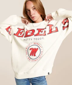 Gameday SOCIAL® Ole Miss Rebels Oversized Pullover White Clearance