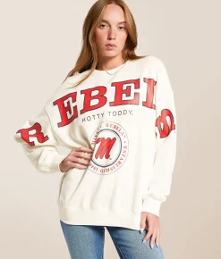 Gameday SOCIAL® Ole Miss Rebels Oversized Pullover White Clearance