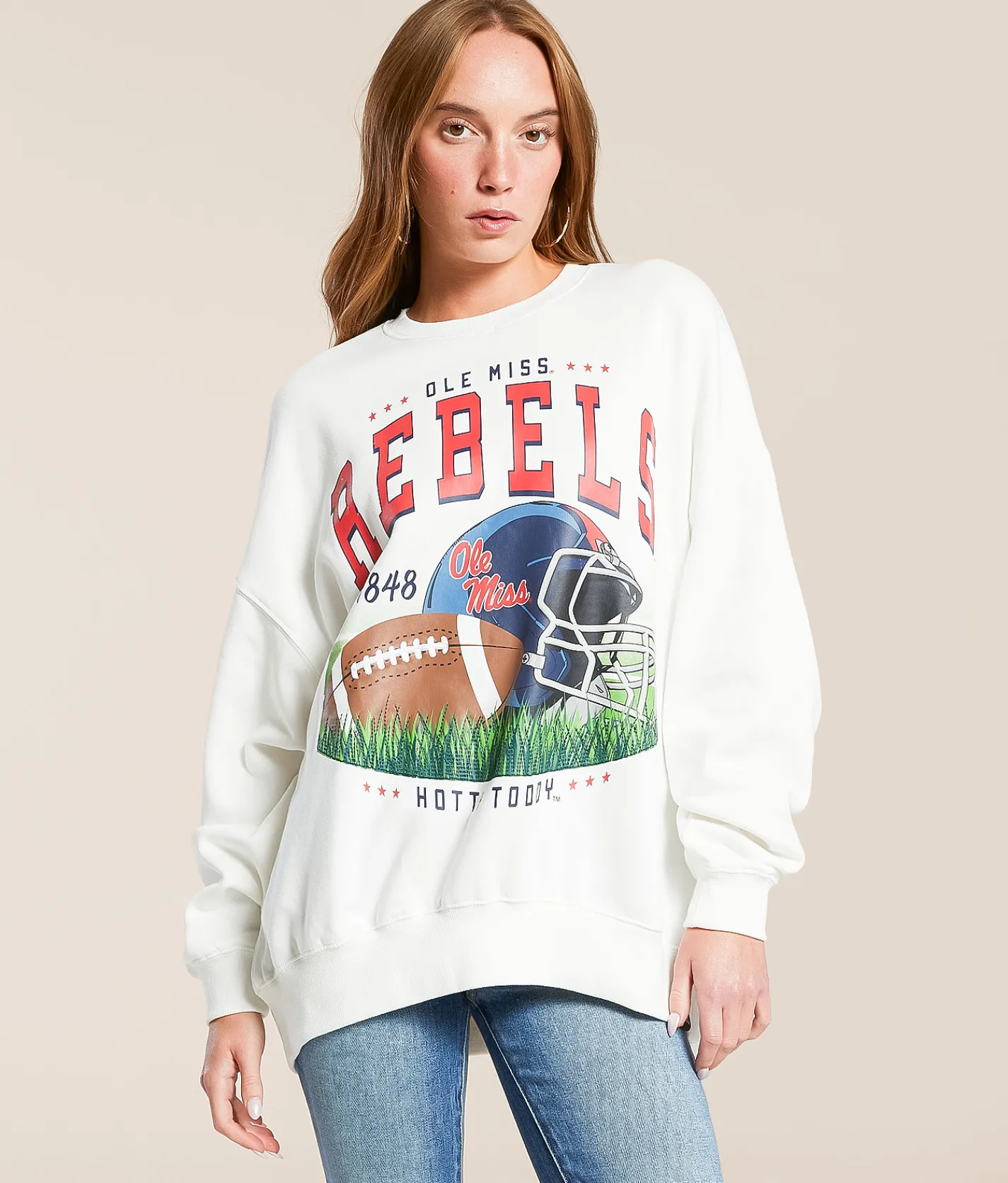 Gameday SOCIAL® Ole Miss Rebels Oversized Pullover White Best